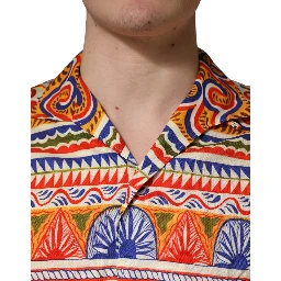 Multicolor Sicilian Carretto Twill Cotton Men Shirt