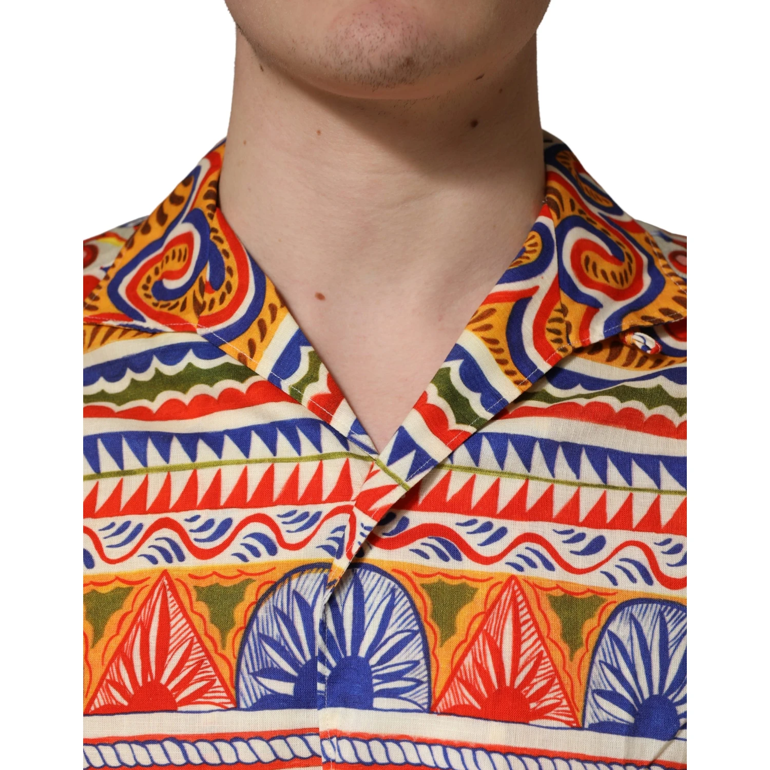Multicolor Sicilian Carretto Twill Cotton Men Shirt