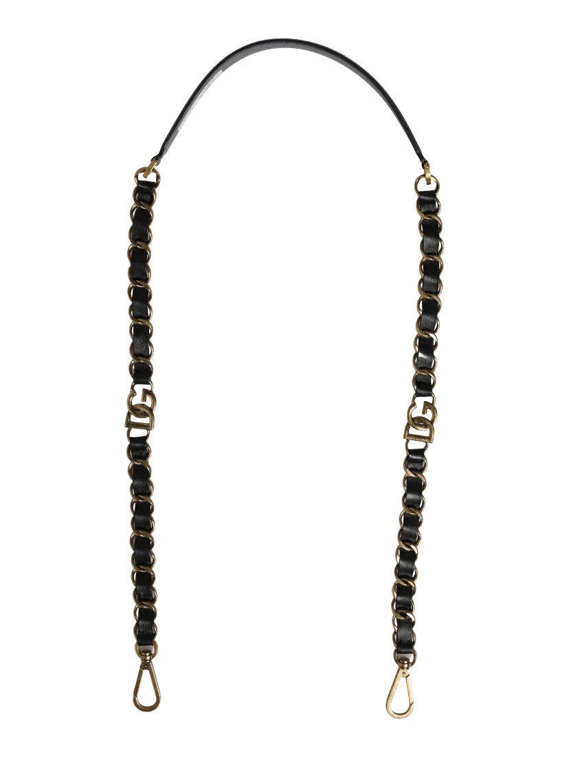 Black Leather Gold Chain Bag Accessory Shoulder Strap