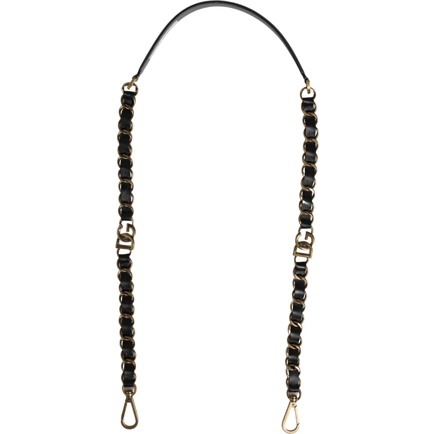 Black Leather Gold Chain Bag Accessory Shoulder Strap