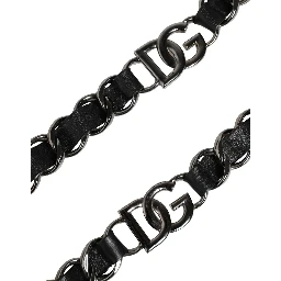 Black Leather Silver Chain Bag Accessory Shoulder Strap