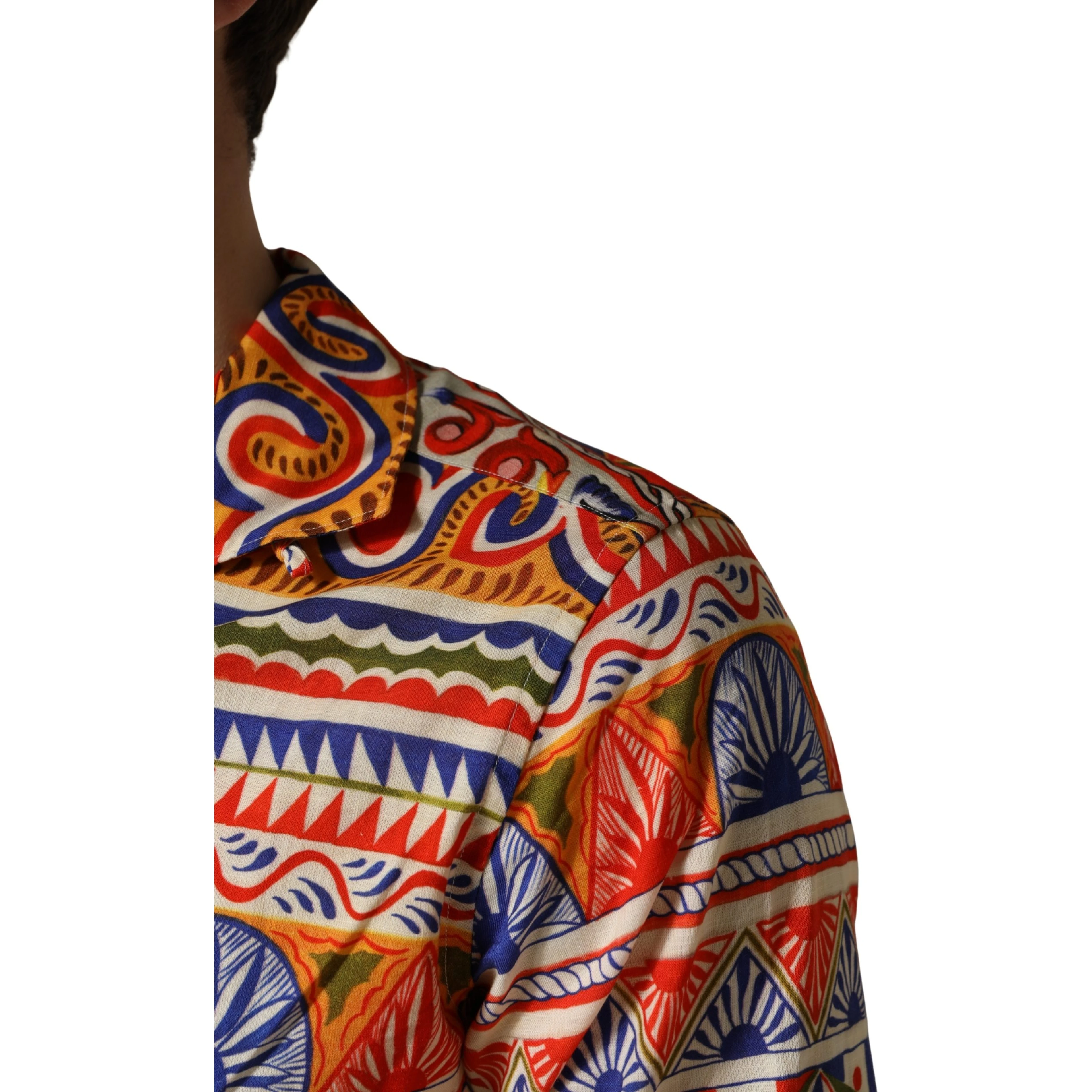 Multicolor Sicilian Carretto Twill Cotton Men Shirt