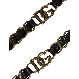 Black Leather Gold Chain Bag Accessory Shoulder Strap
