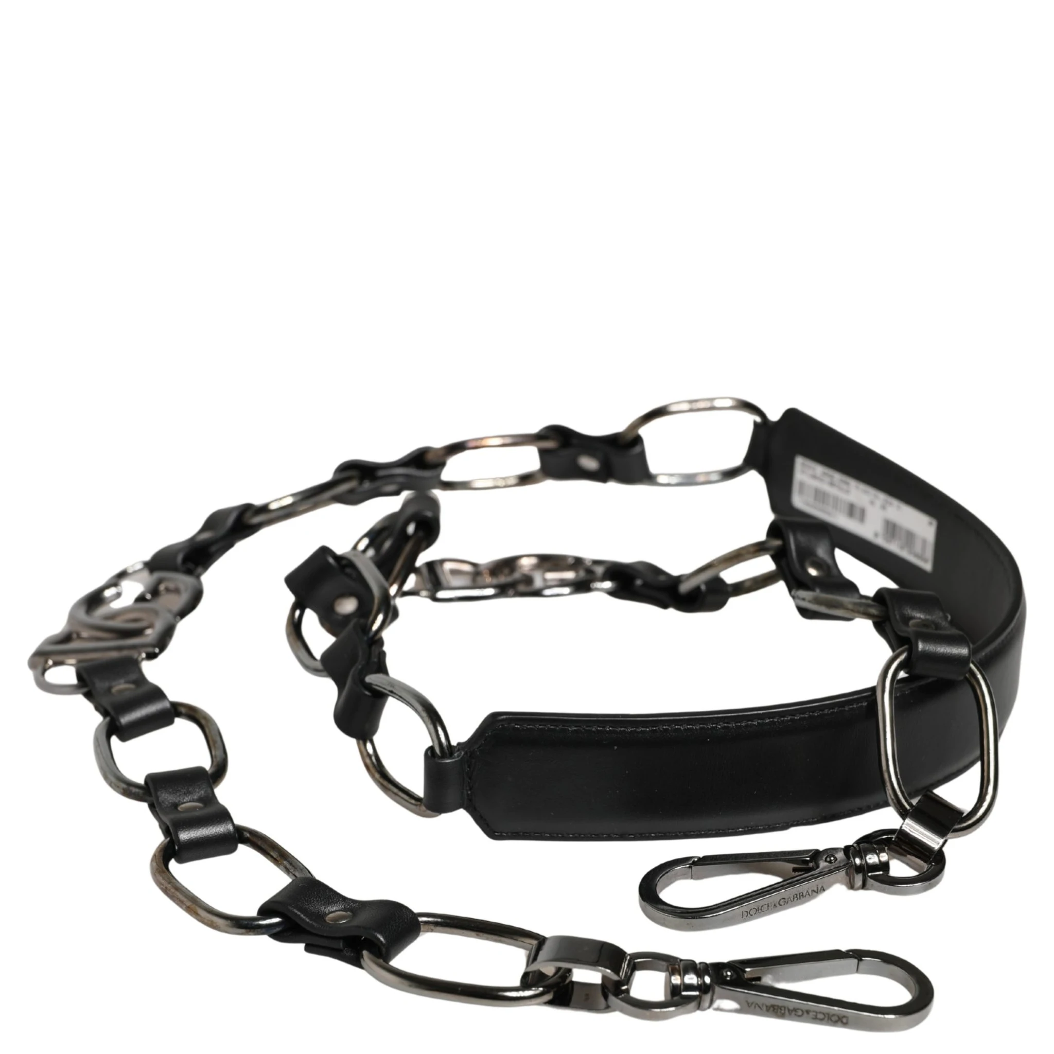 Black Leather Silver Chain Bag Accessory Shoulder Strap