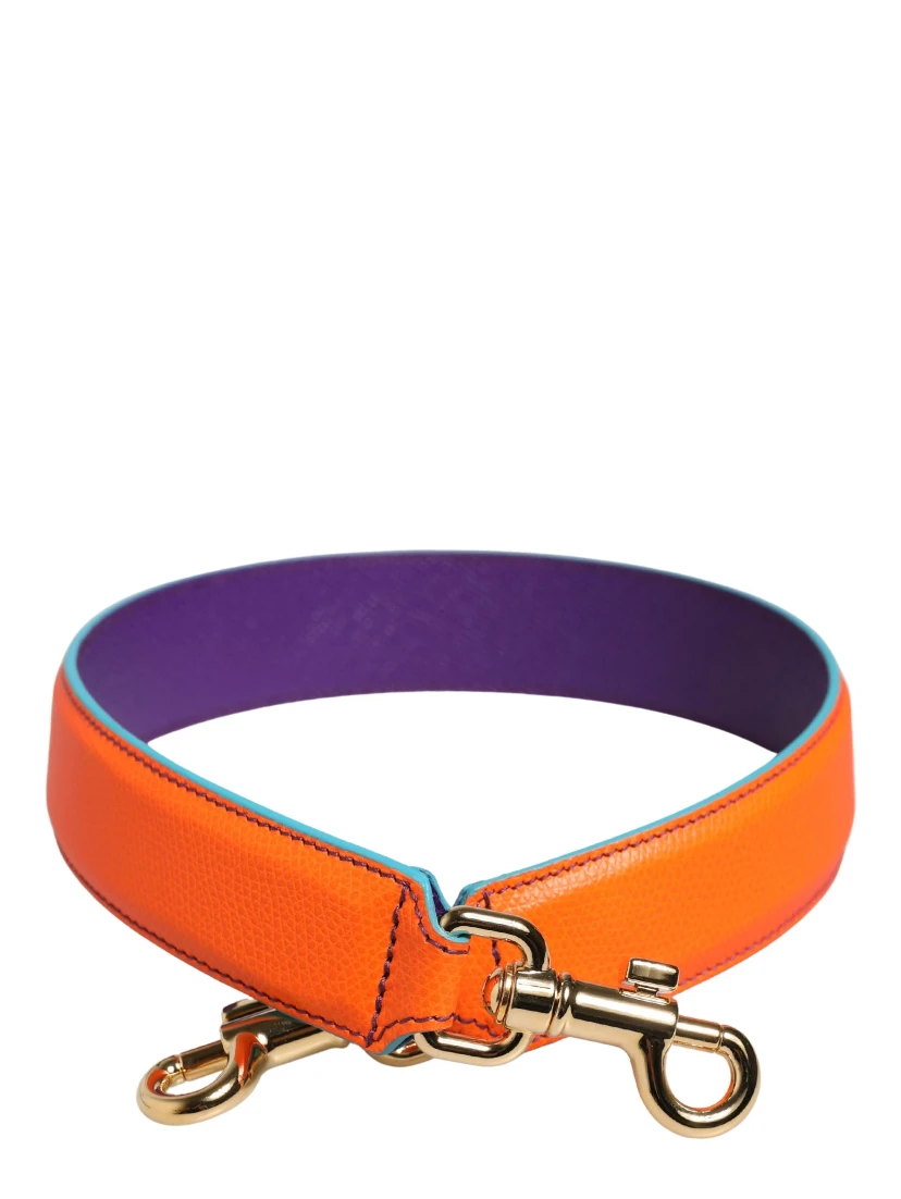 Orange Purple Calf Leather Bag Accessory  Shoulder Strap