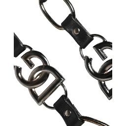 Black Leather Silver Chain Bag Accessory Shoulder Strap