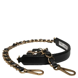 Black Leather Gold Chain Bag Accessory Shoulder Strap