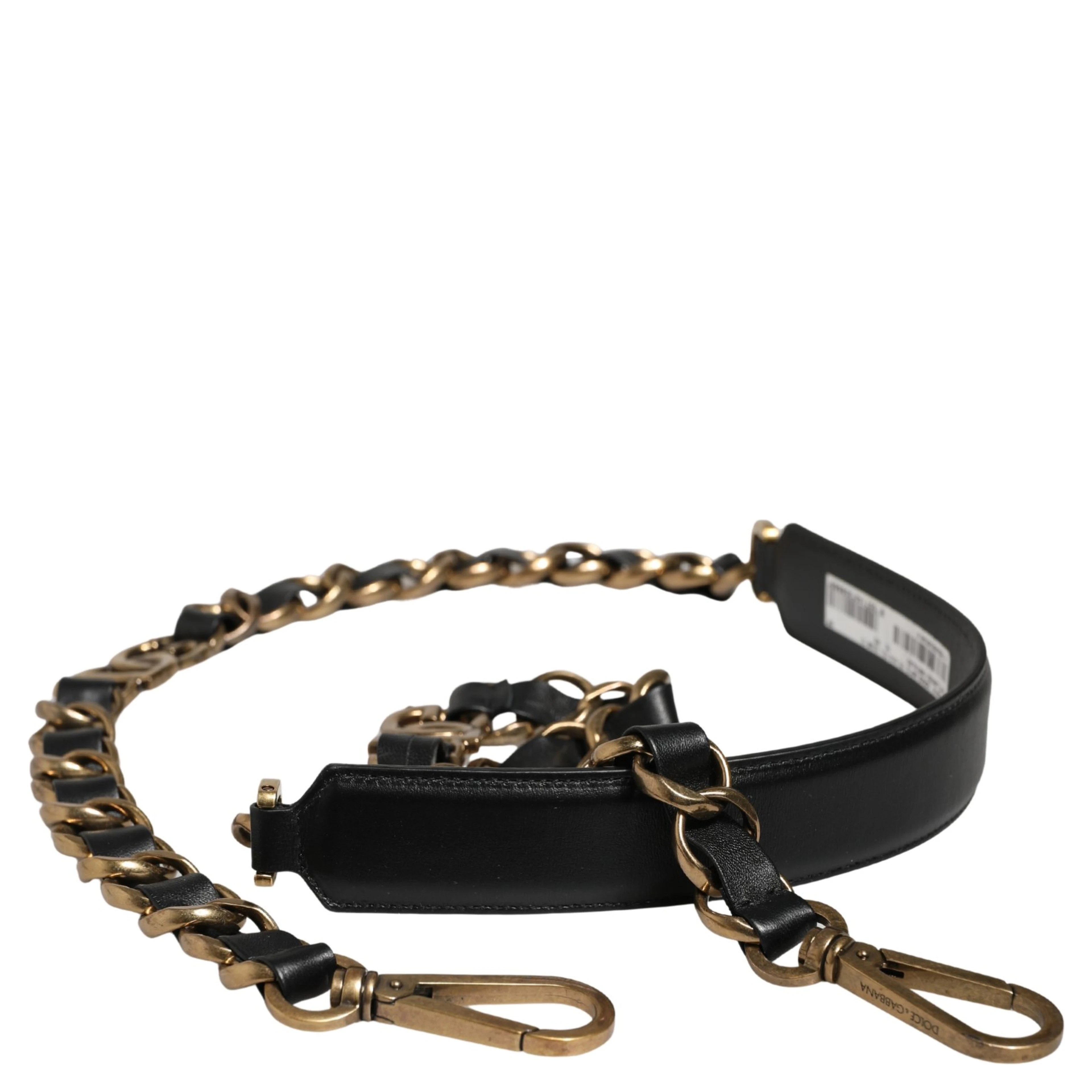 Black Leather Gold Chain Bag Accessory Shoulder Strap