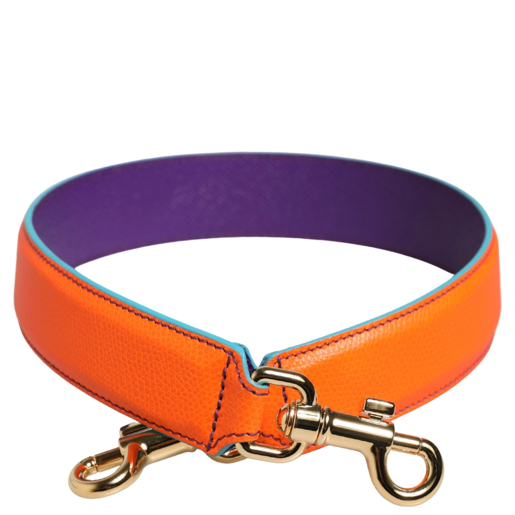 Orange Purple Calf Leather Bag Accessory  Shoulder Strap