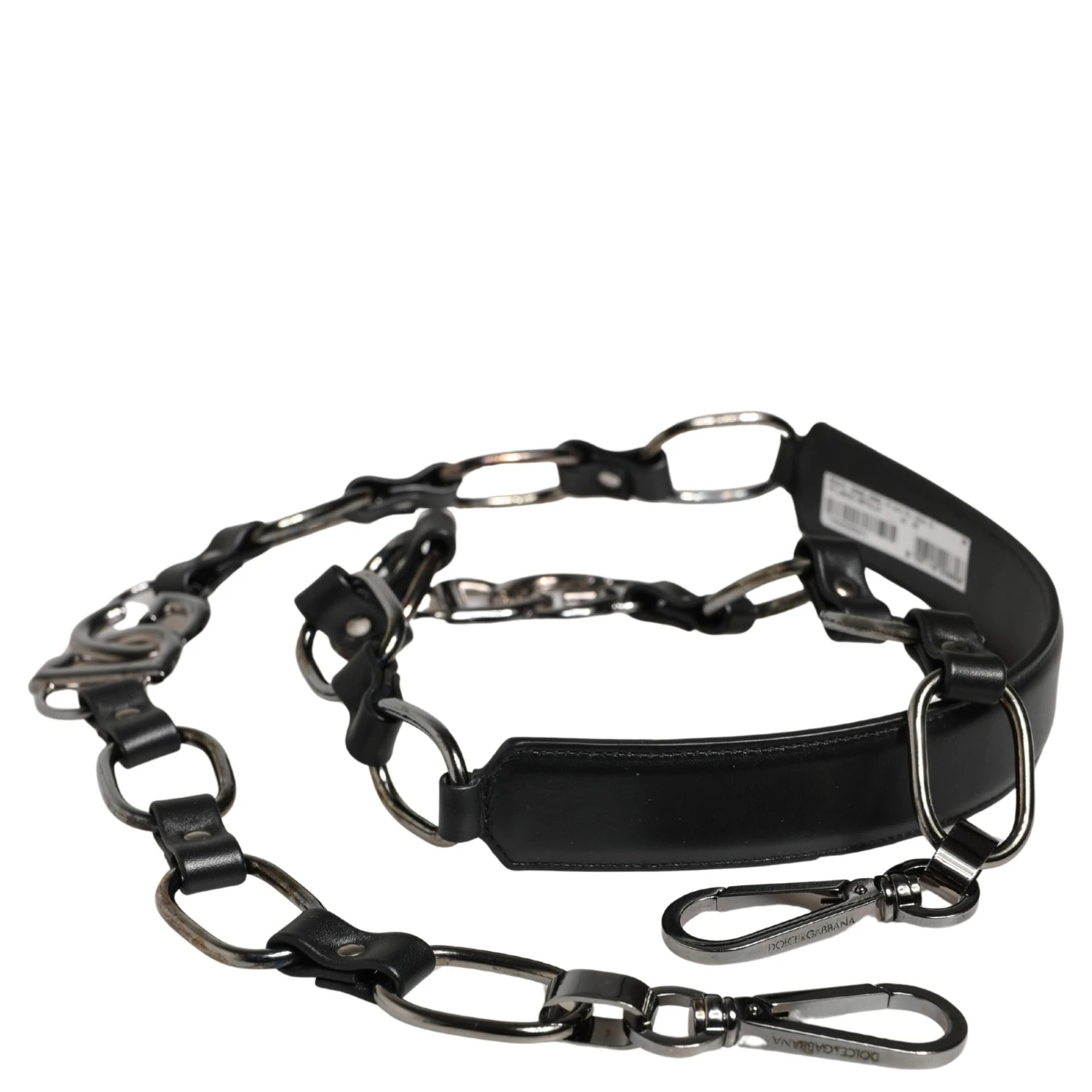 Black Leather Silver Chain Bag Accessory Shoulder Strap