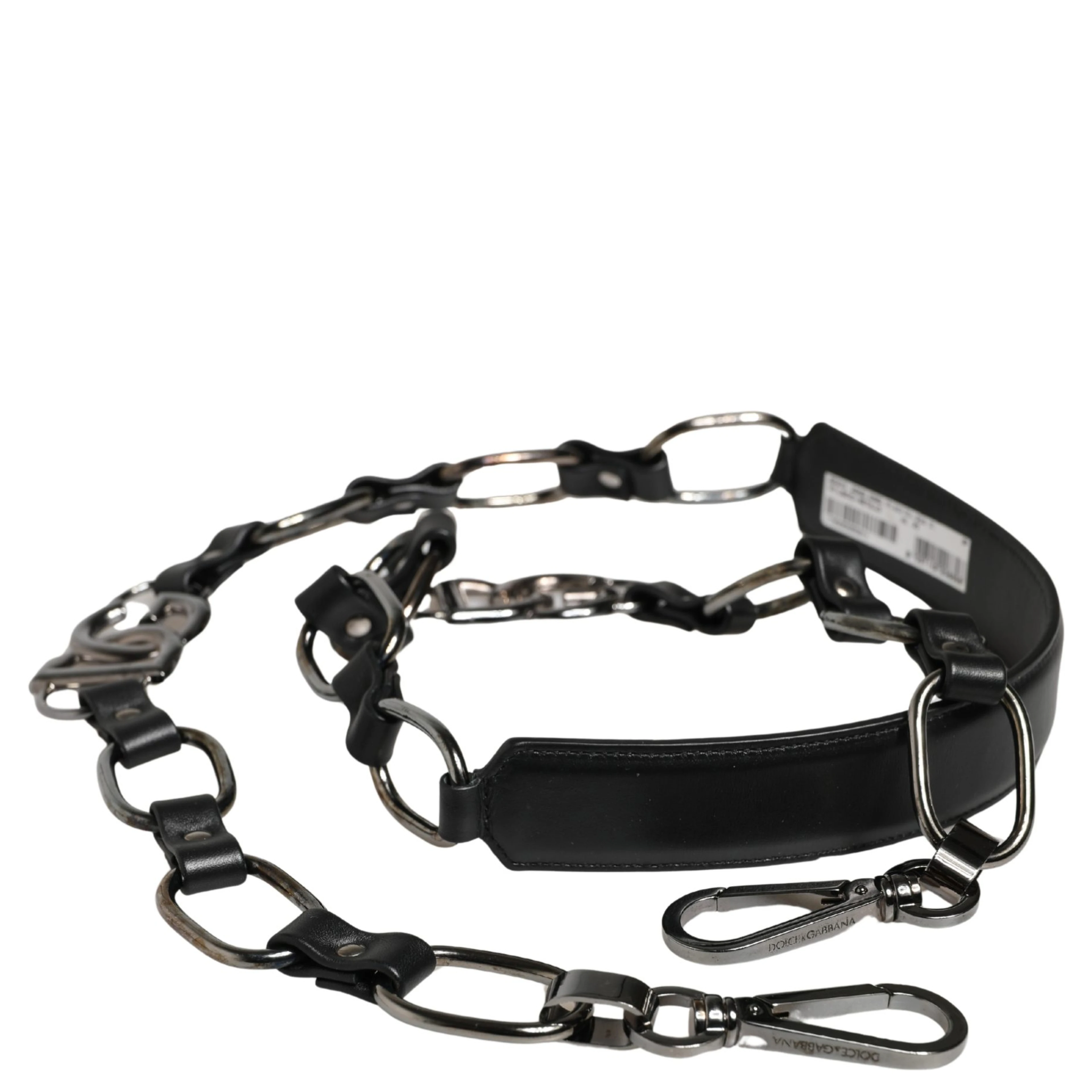 Black Leather Silver Chain Bag Accessory Shoulder Strap