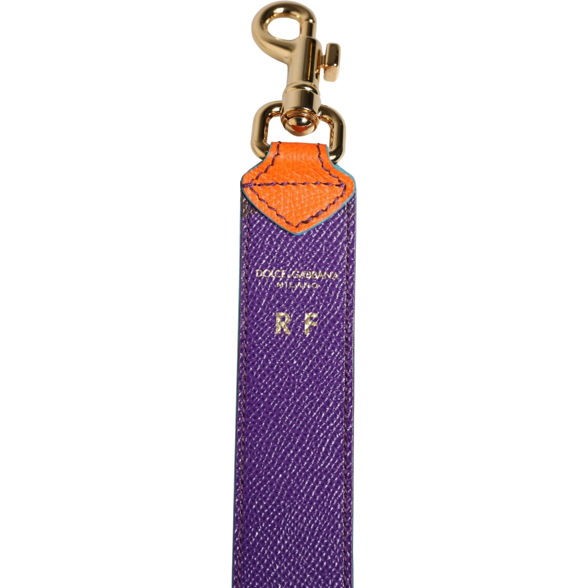 Orange Purple Calf Leather Bag Accessory  Shoulder Strap