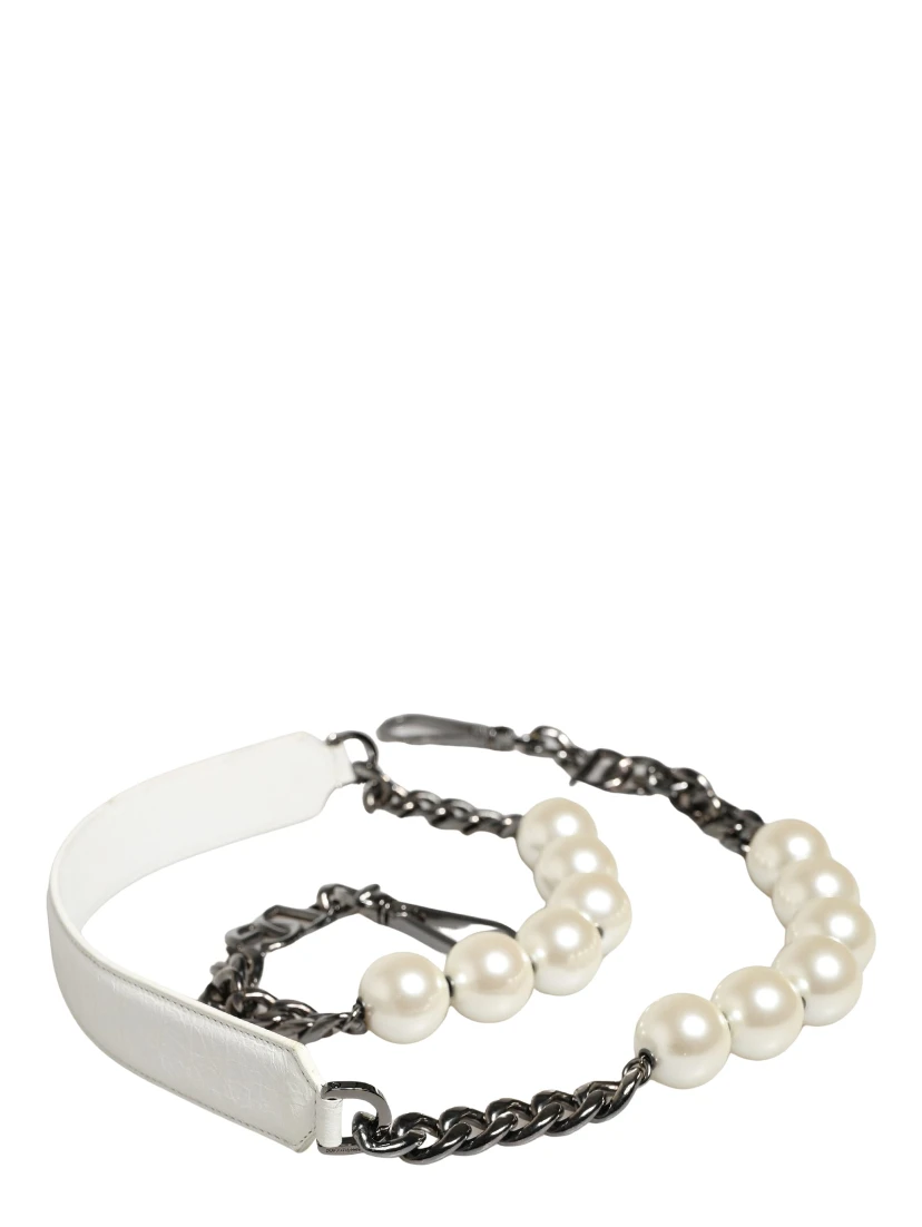 White Leather Silver Chain Bag Accessory Shoulder Strap