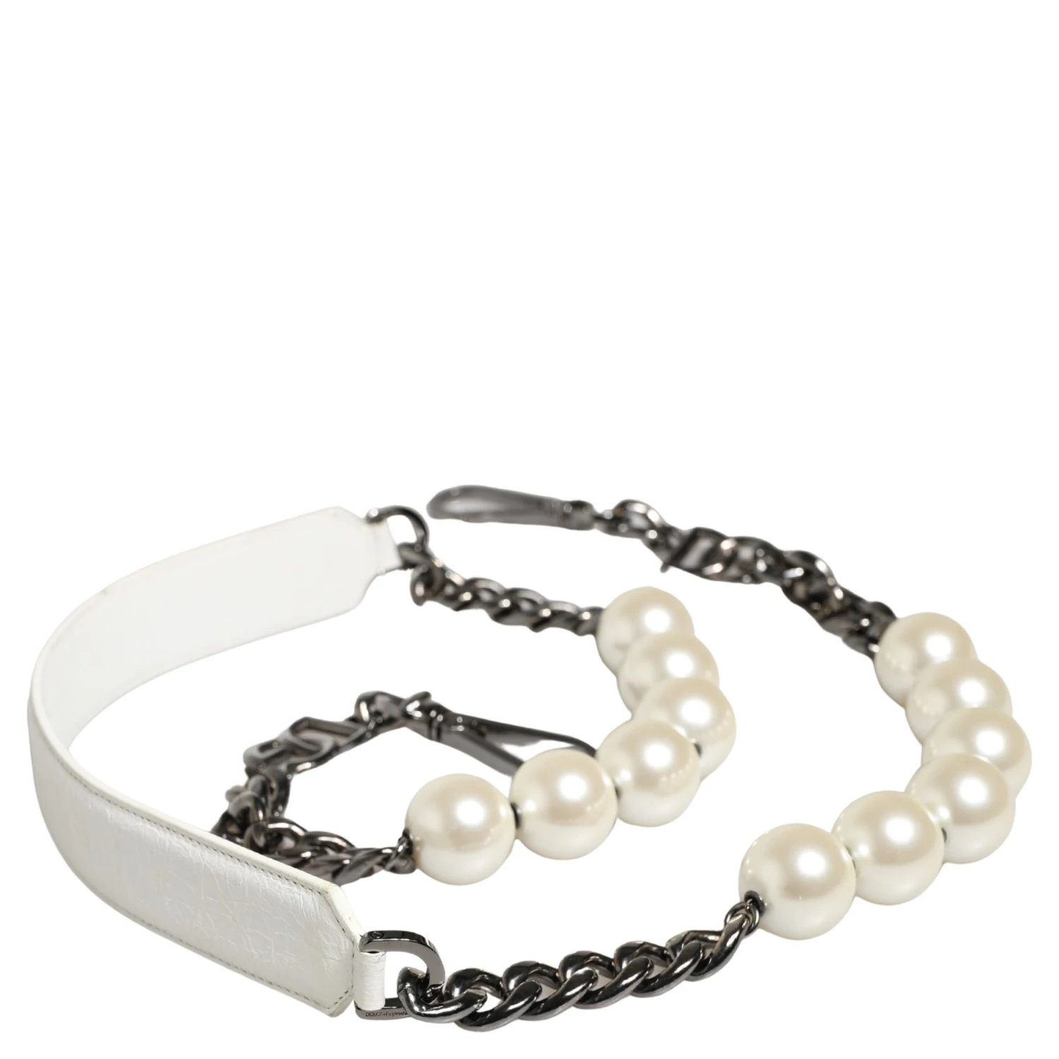 White Leather Silver Chain Bag Accessory Shoulder Strap