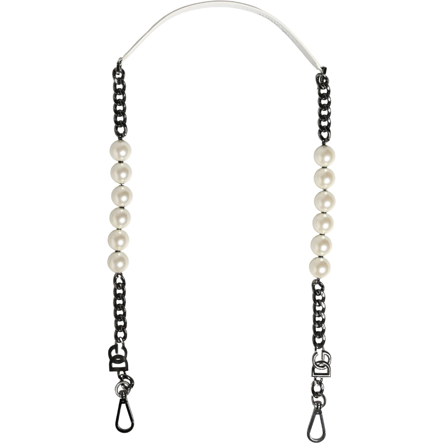 White Leather Silver Chain Bag Accessory Shoulder Strap
