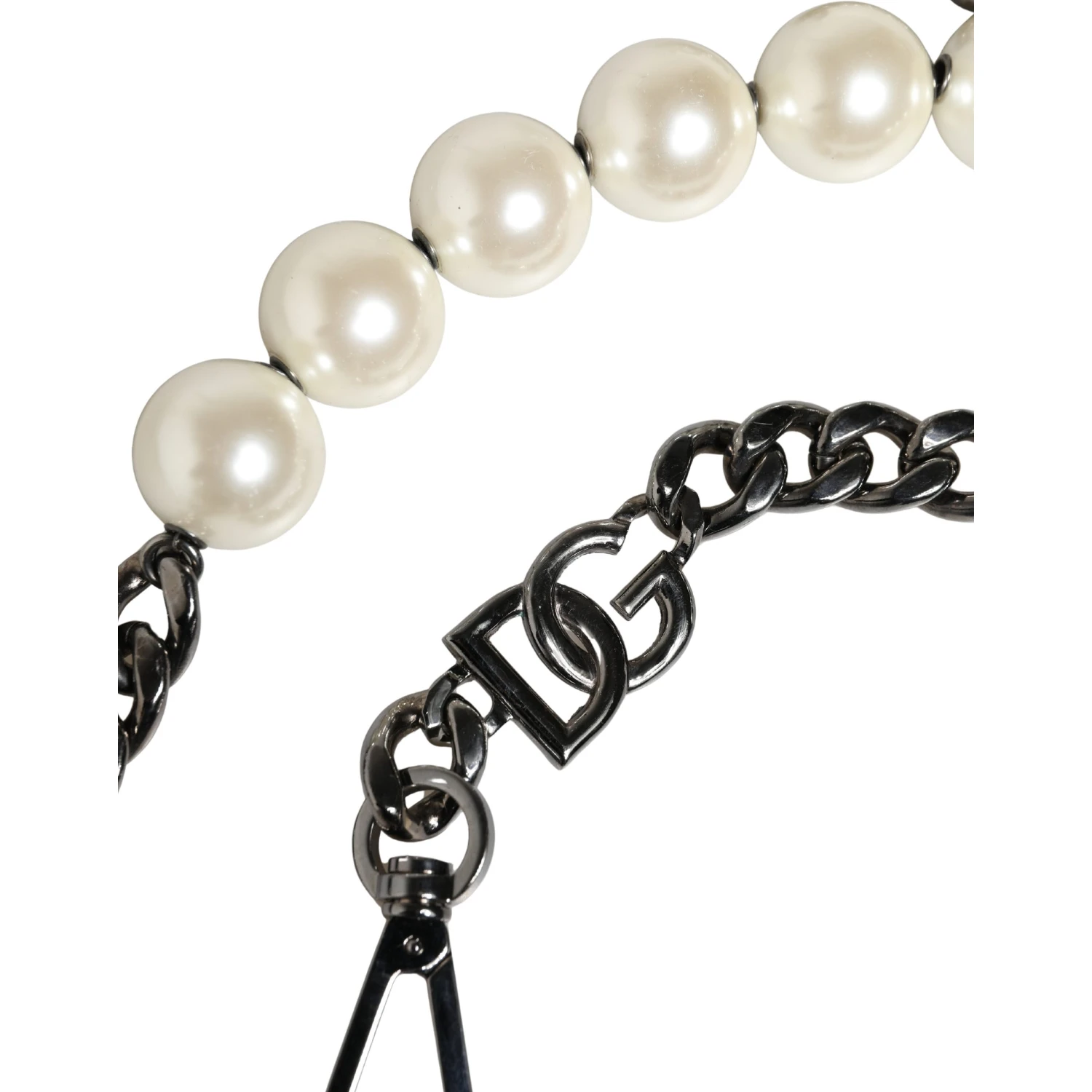 White Leather Silver Chain Bag Accessory Shoulder Strap