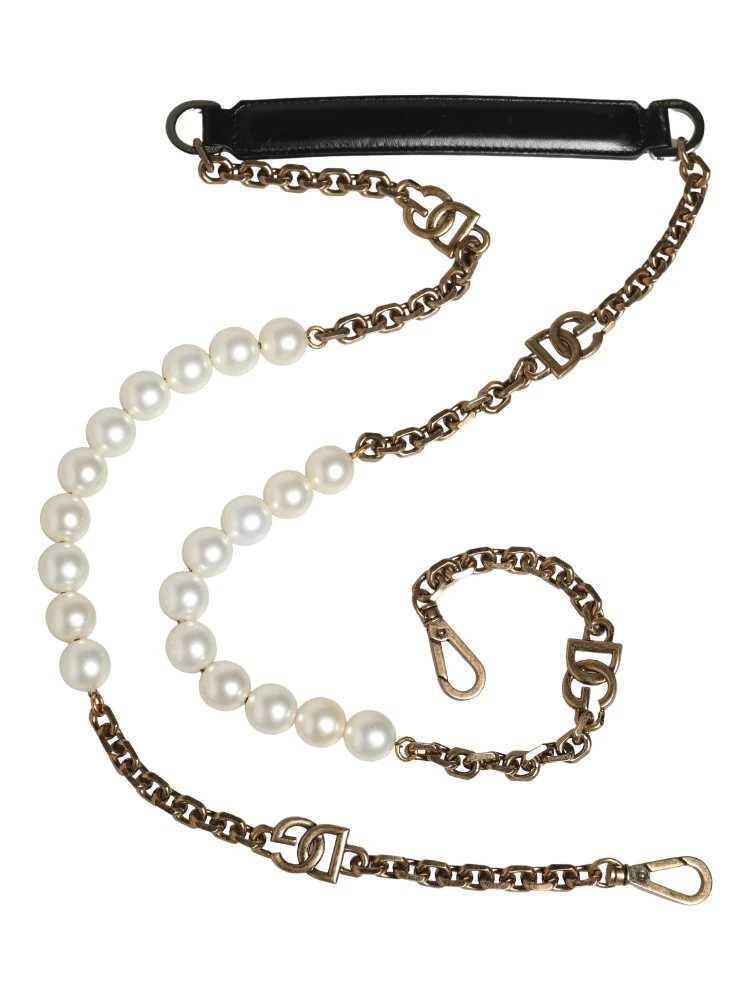 Black Leather Gold Chain Bag Accessory Shoulder Strap