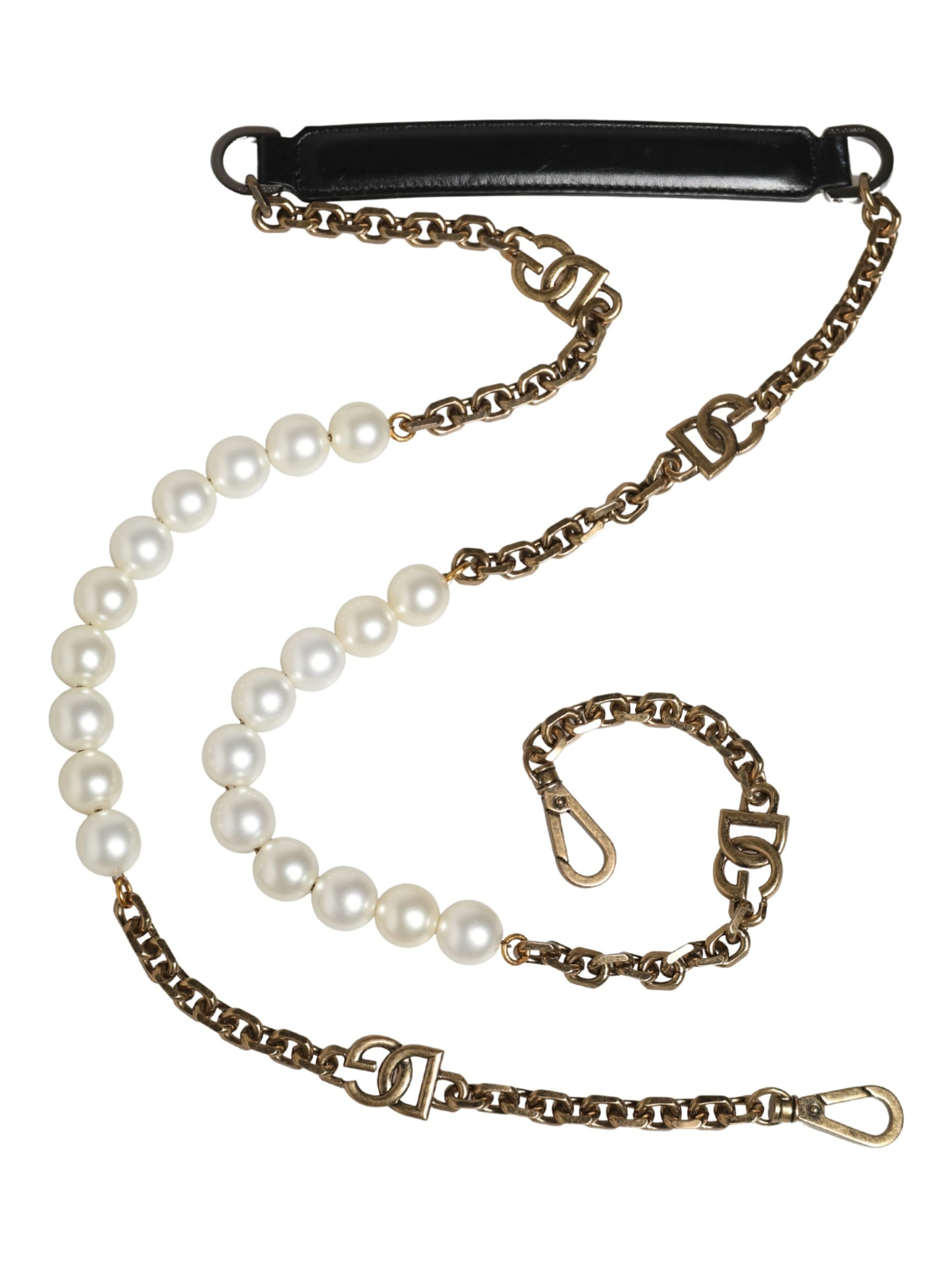 Black Leather Gold Chain Bag Accessory Shoulder Strap