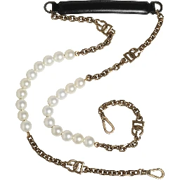 Black Leather Gold Chain Bag Accessory Shoulder Strap