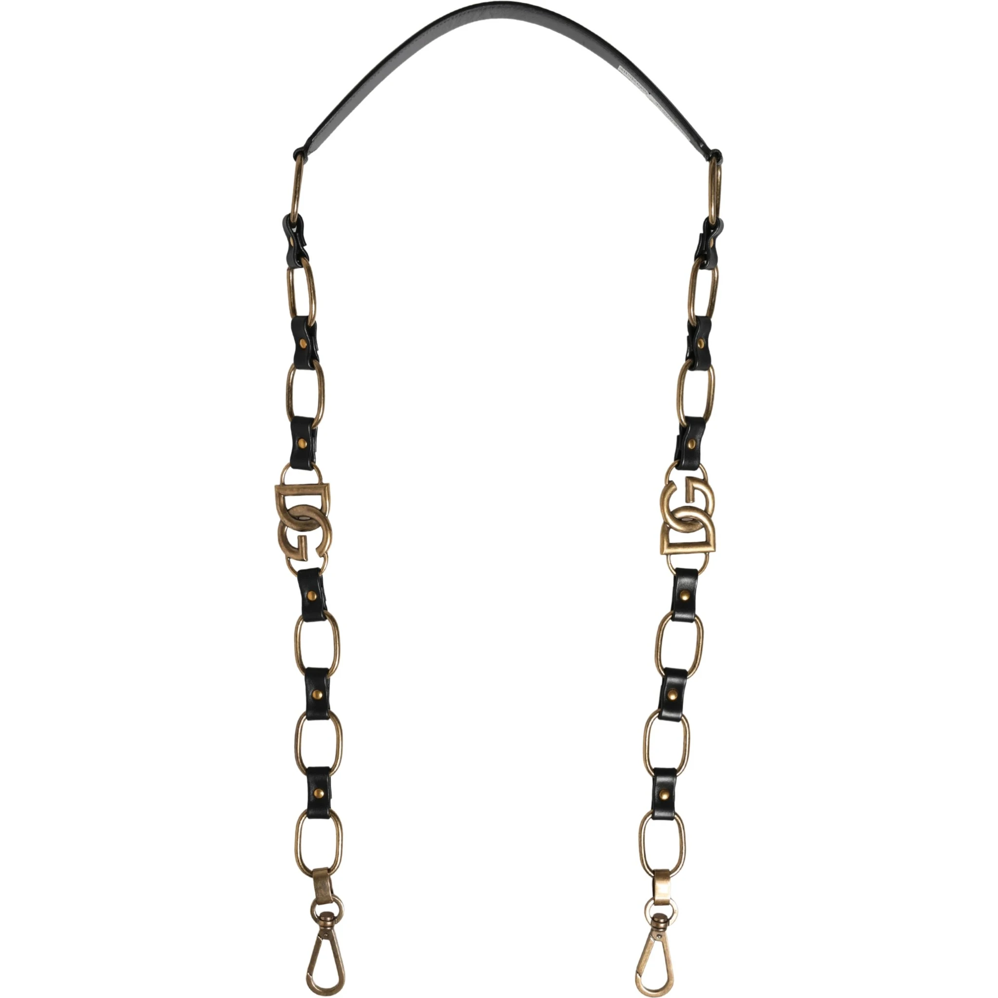 Black Leather Gold Chain Bag Accessory Shoulder Strap