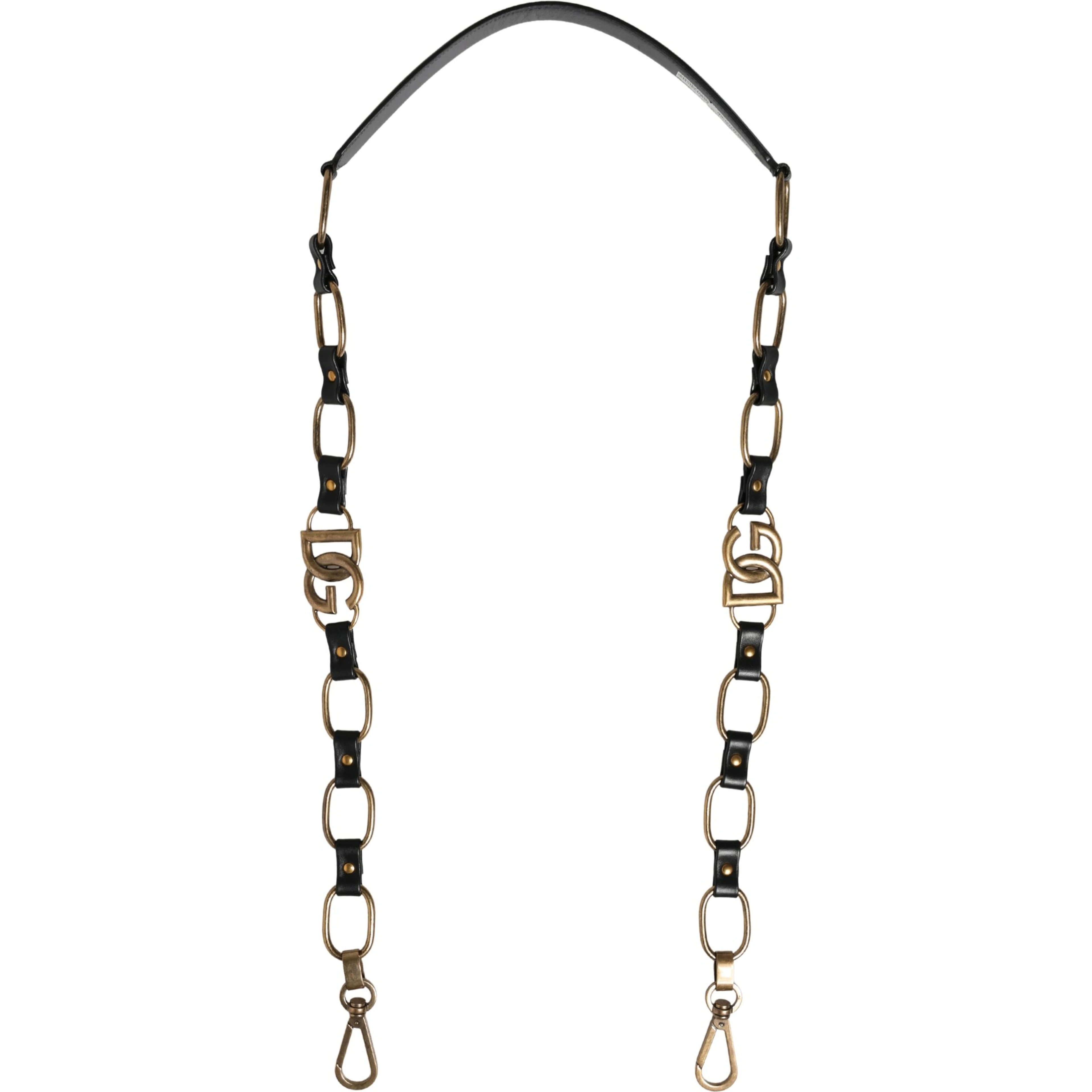 Black Leather Gold Chain Bag Accessory Shoulder Strap