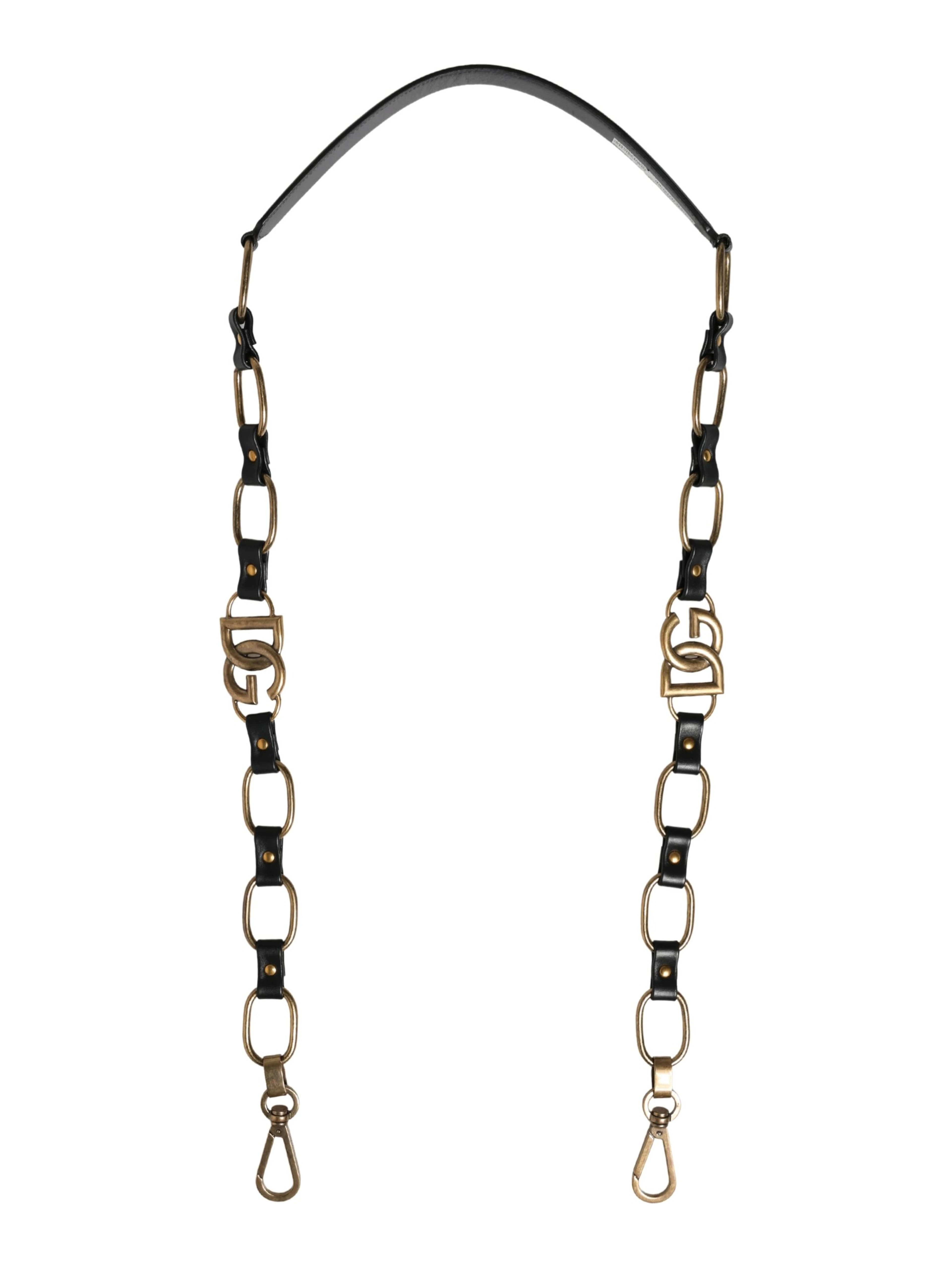 Black Leather Gold Chain Bag Accessory Shoulder Strap