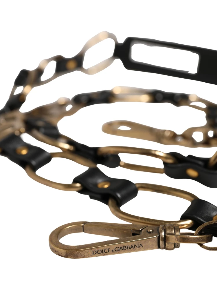Black Leather Gold Chain Bag Accessory Shoulder Strap alternative