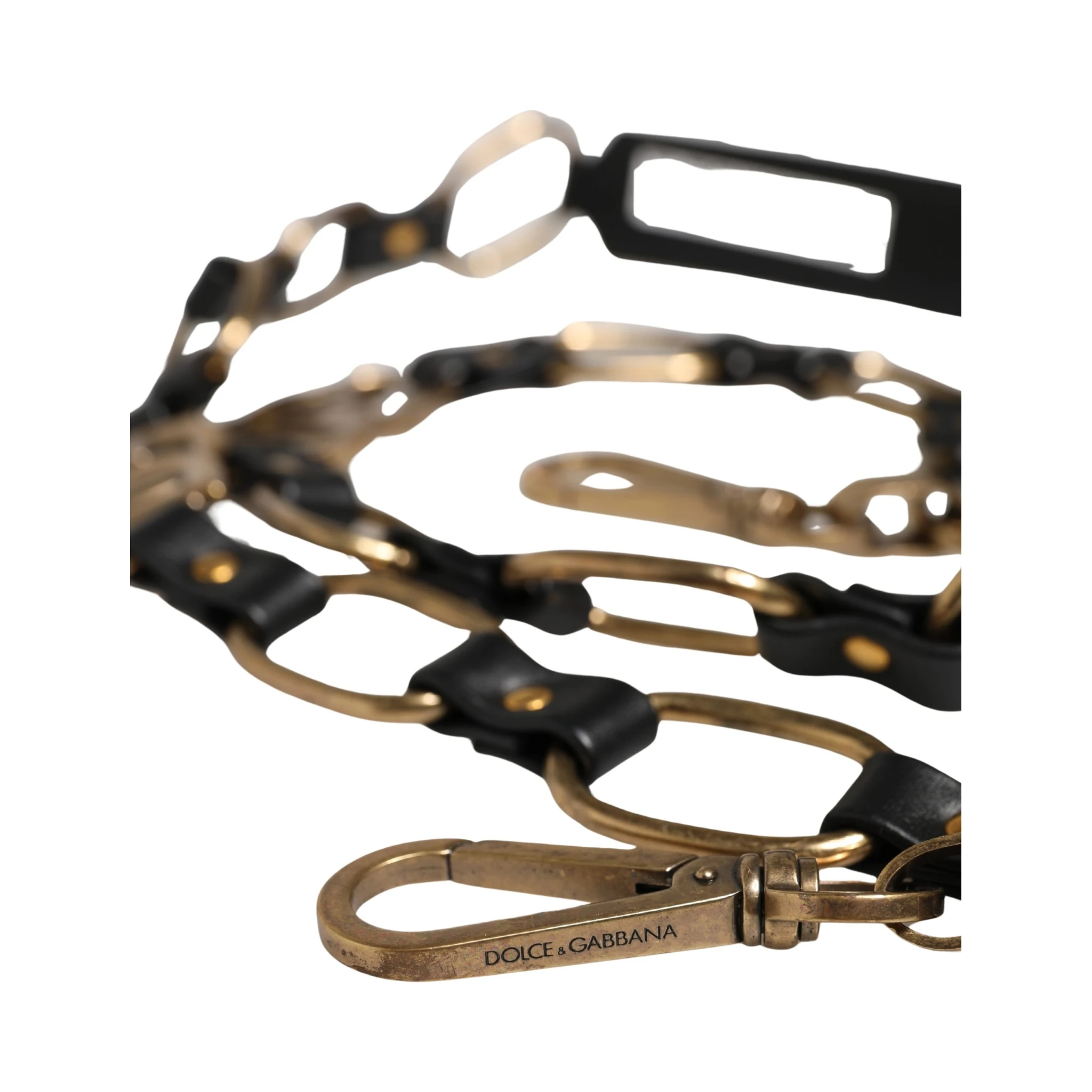 Black Leather Gold Chain Bag Accessory Shoulder Strap