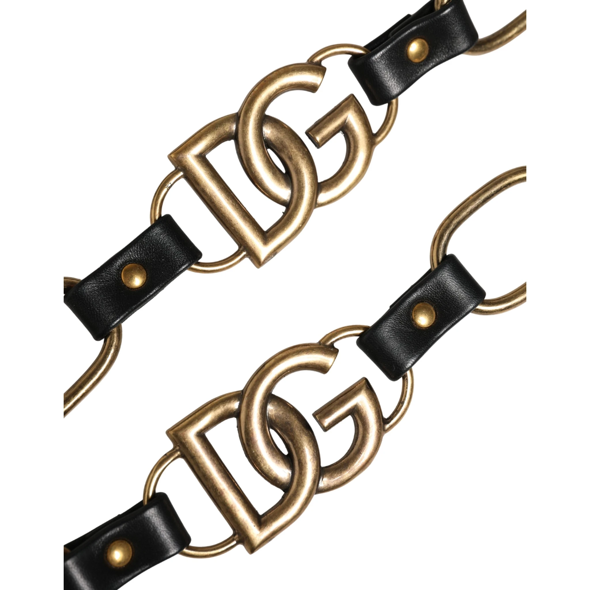 Black Leather Gold Chain Bag Accessory Shoulder Strap