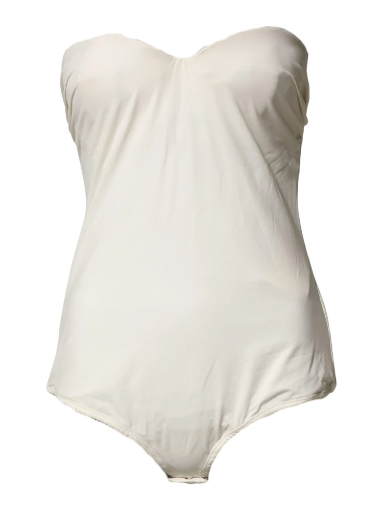 Off White Strapless One Piece Swimsuit Swimwear alternative