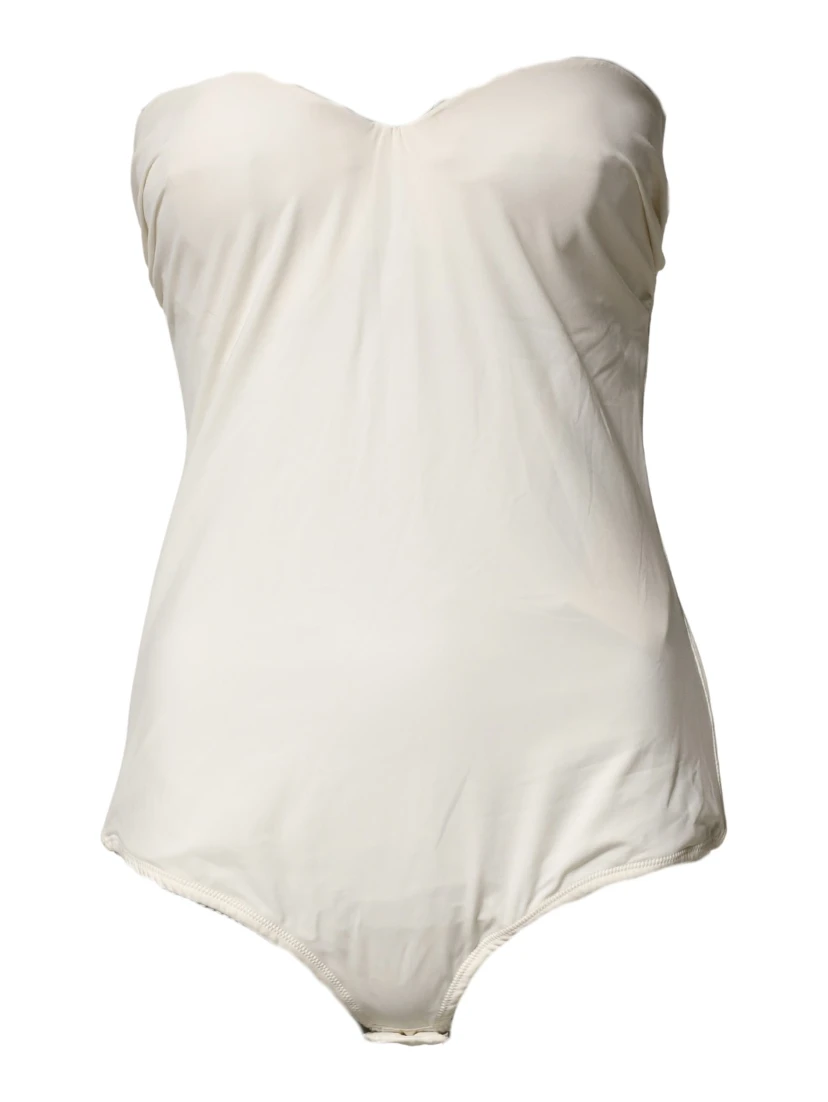 Off White Strapless One Piece Swimsuit Swimwear