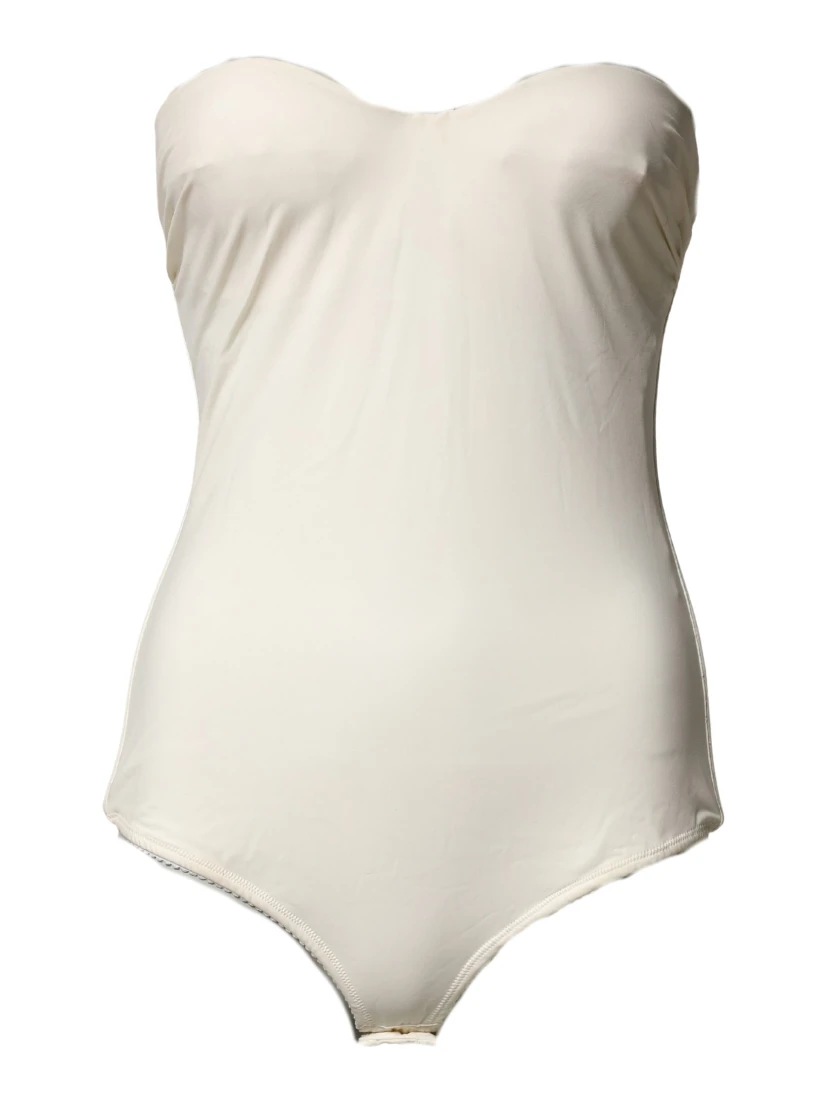 Off White Strapless One Piece Swimsuit Swimwear