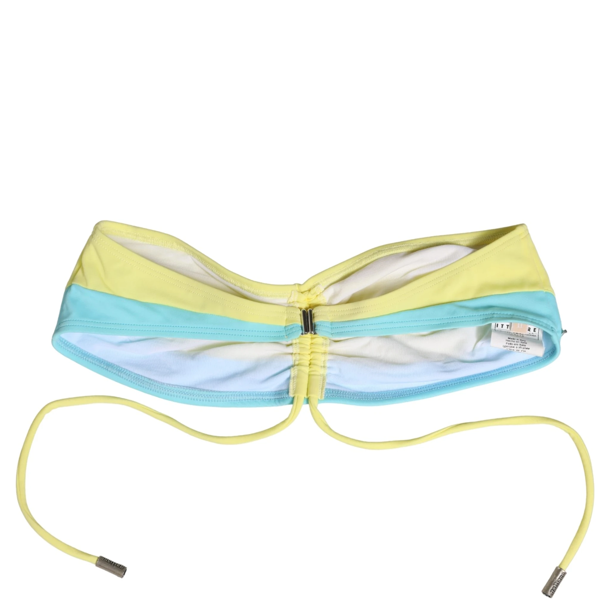 Yellow Blue Bandeau Top Bikini Bottom 2 Piece Swimwear