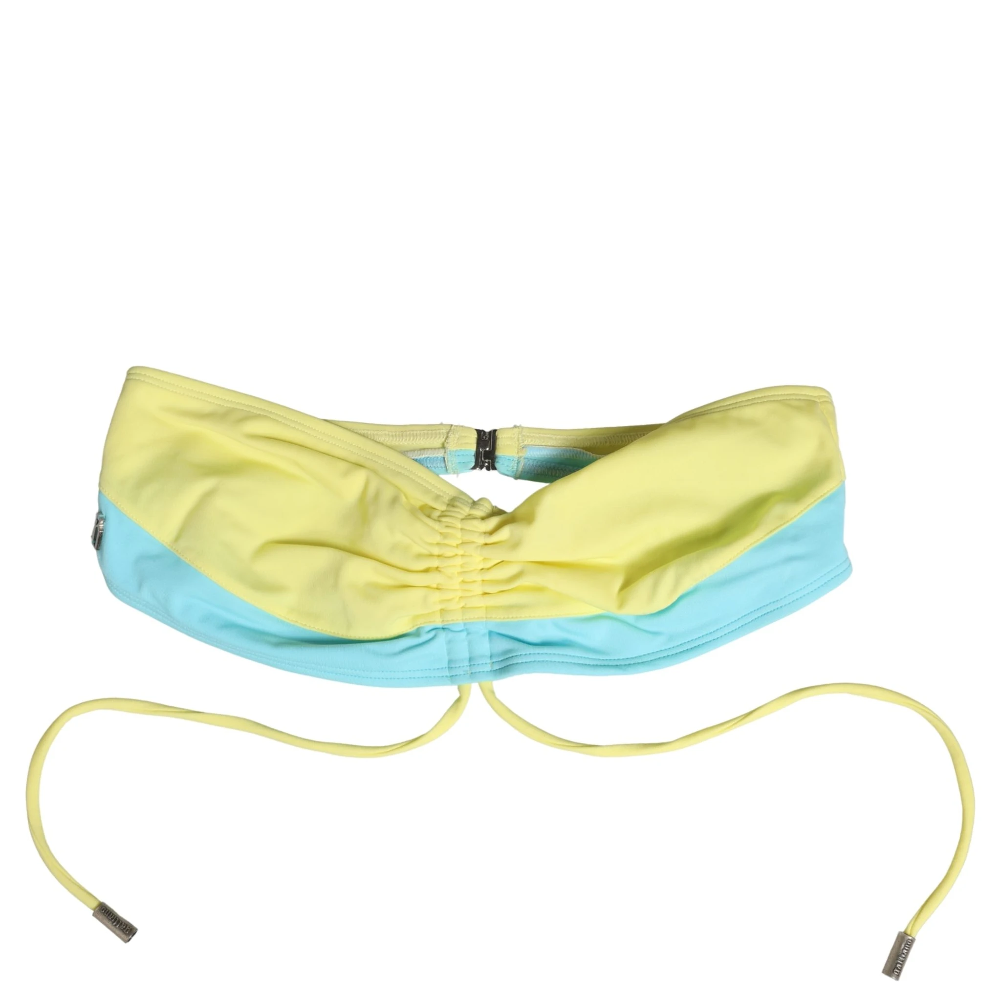 Yellow Blue Bandeau Top Bikini Bottom 2 Piece Swimwear