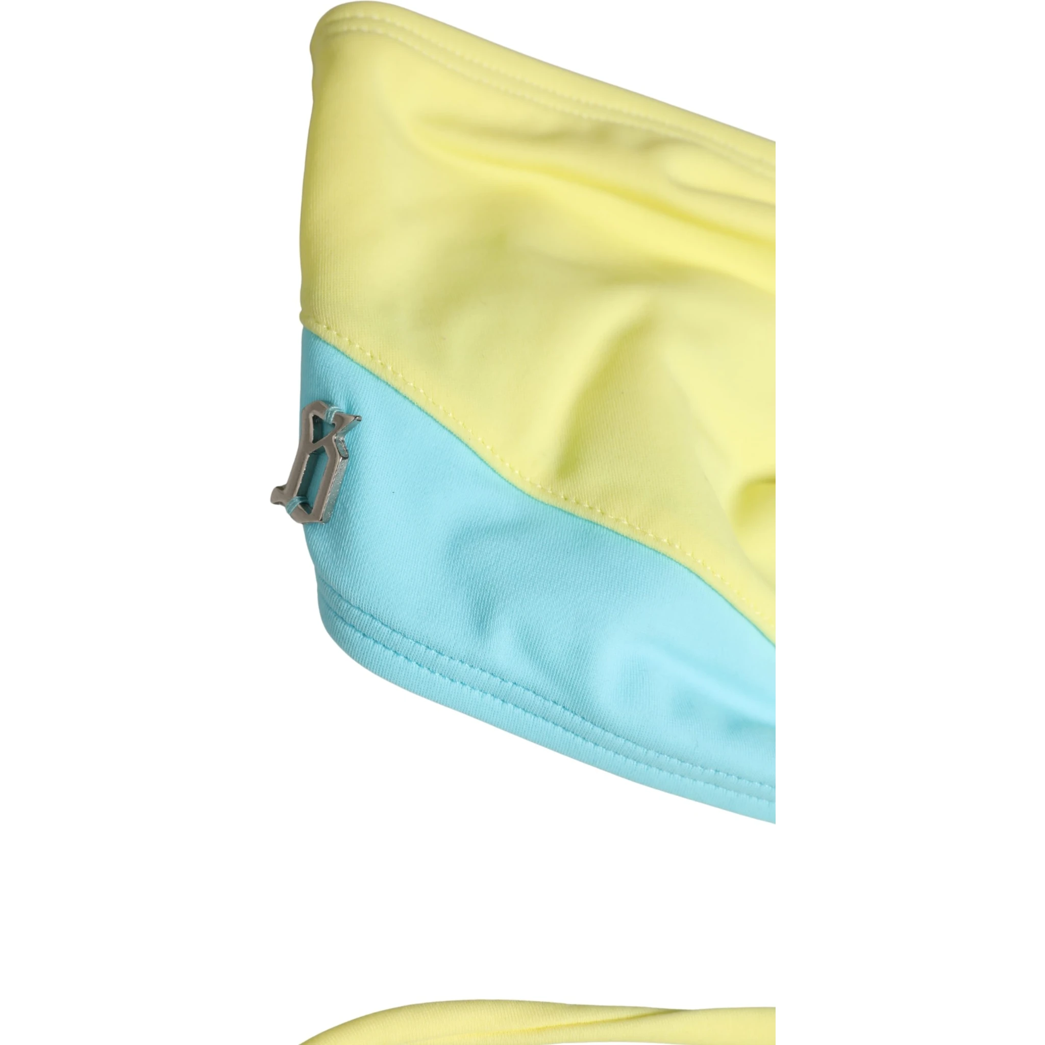 Yellow Blue Bandeau Top Bikini Bottom 2 Piece Swimwear