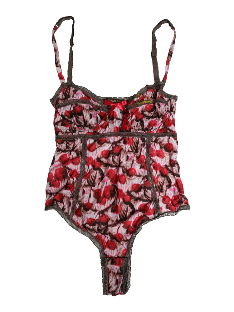 Multicolor CherryPrint Lace Bodysuit Underwear alternative