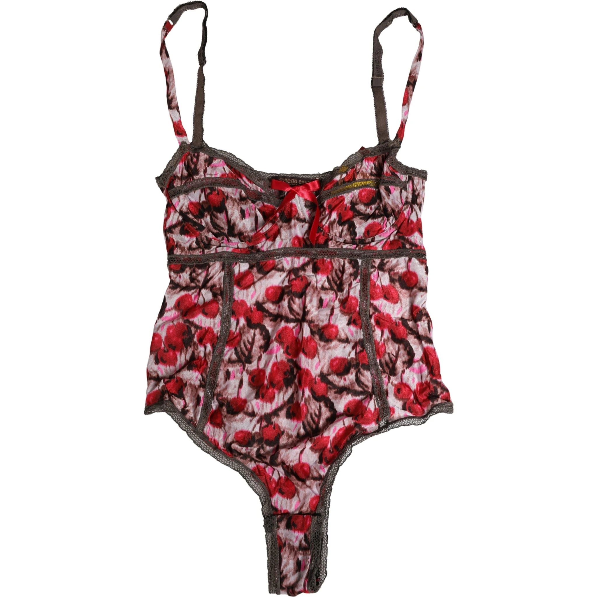 Multicolor CherryPrint Lace Bodysuit Underwear