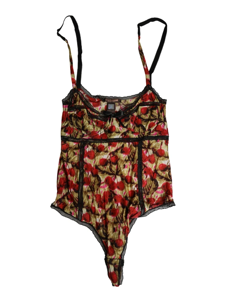 Multicolor CherryPrint Lace Bodysuit Underwear alternative