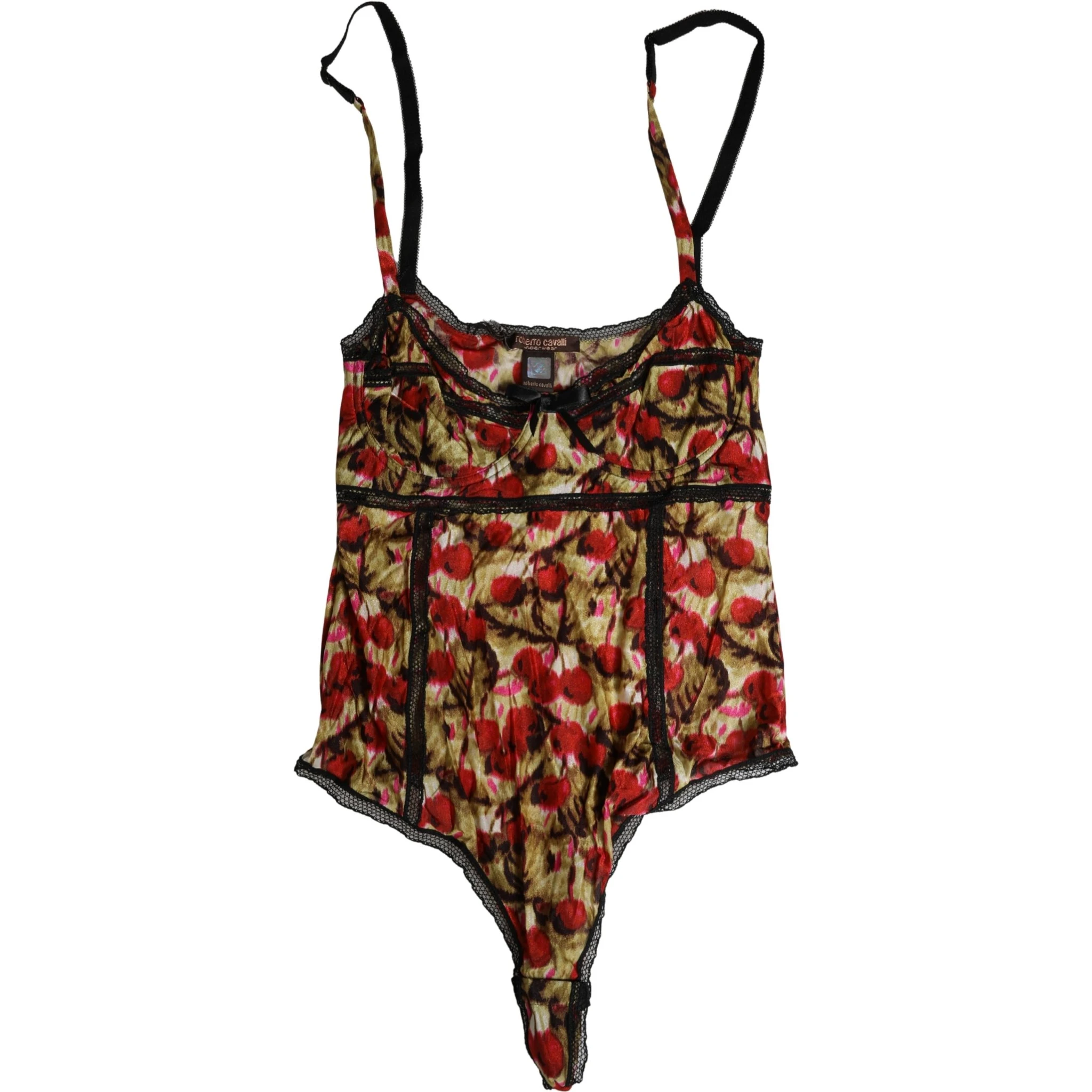 Multicolor CherryPrint Lace Bodysuit Underwear
