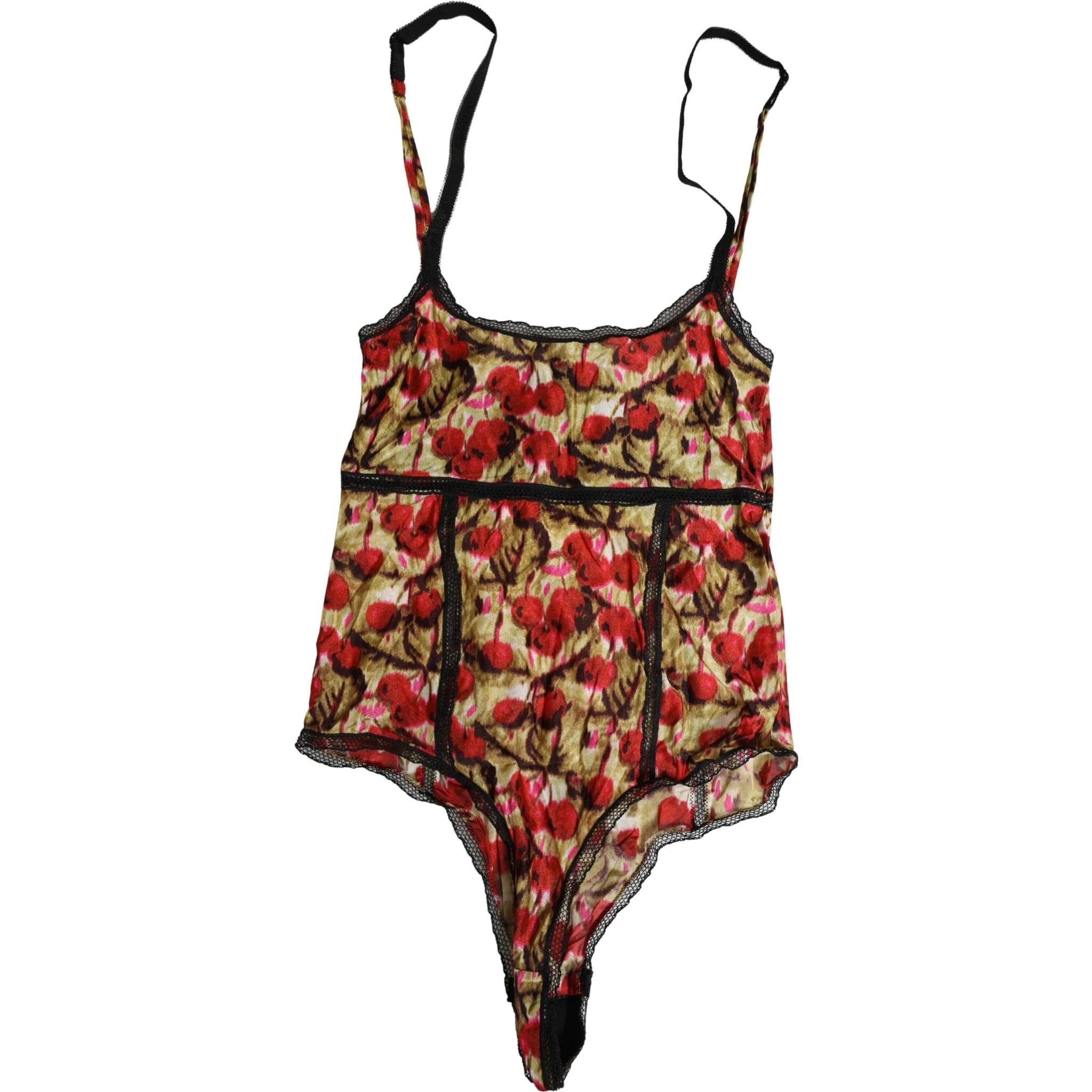 Multicolor CherryPrint Lace Bodysuit Underwear