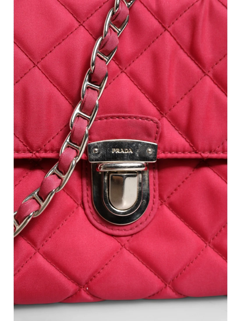 Prada Pink Quilted Tessuto Impuntu Nylon Flap Crossbody Bag