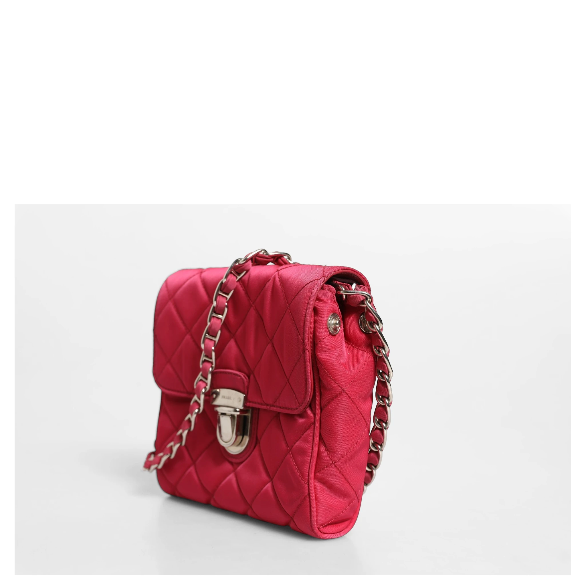Prada Pink Quilted Tessuto Impuntu Nylon Flap Crossbody Bag