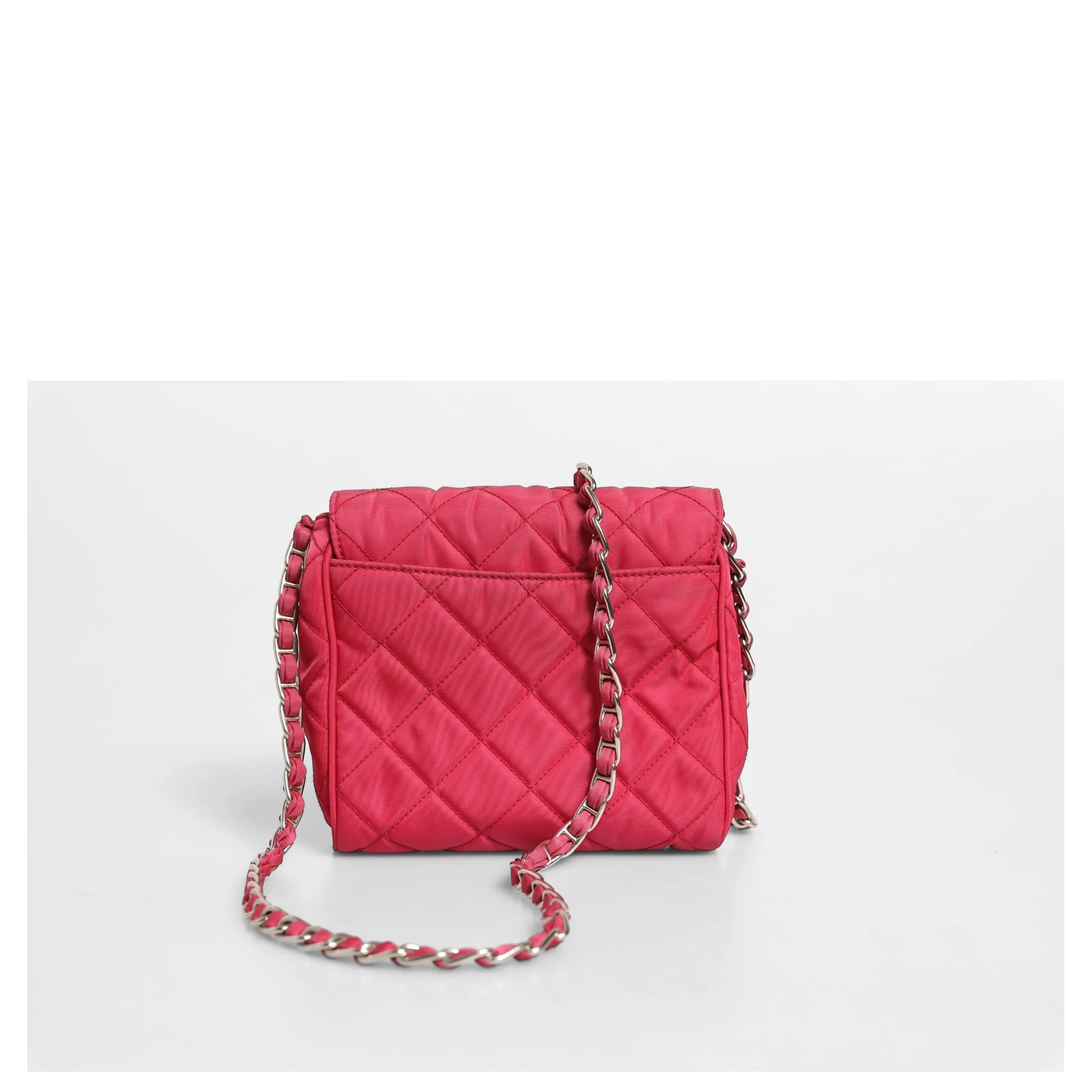 Prada Pink Quilted Tessuto Impuntu Nylon Flap Crossbody Bag