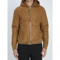 Hooded leather jacket