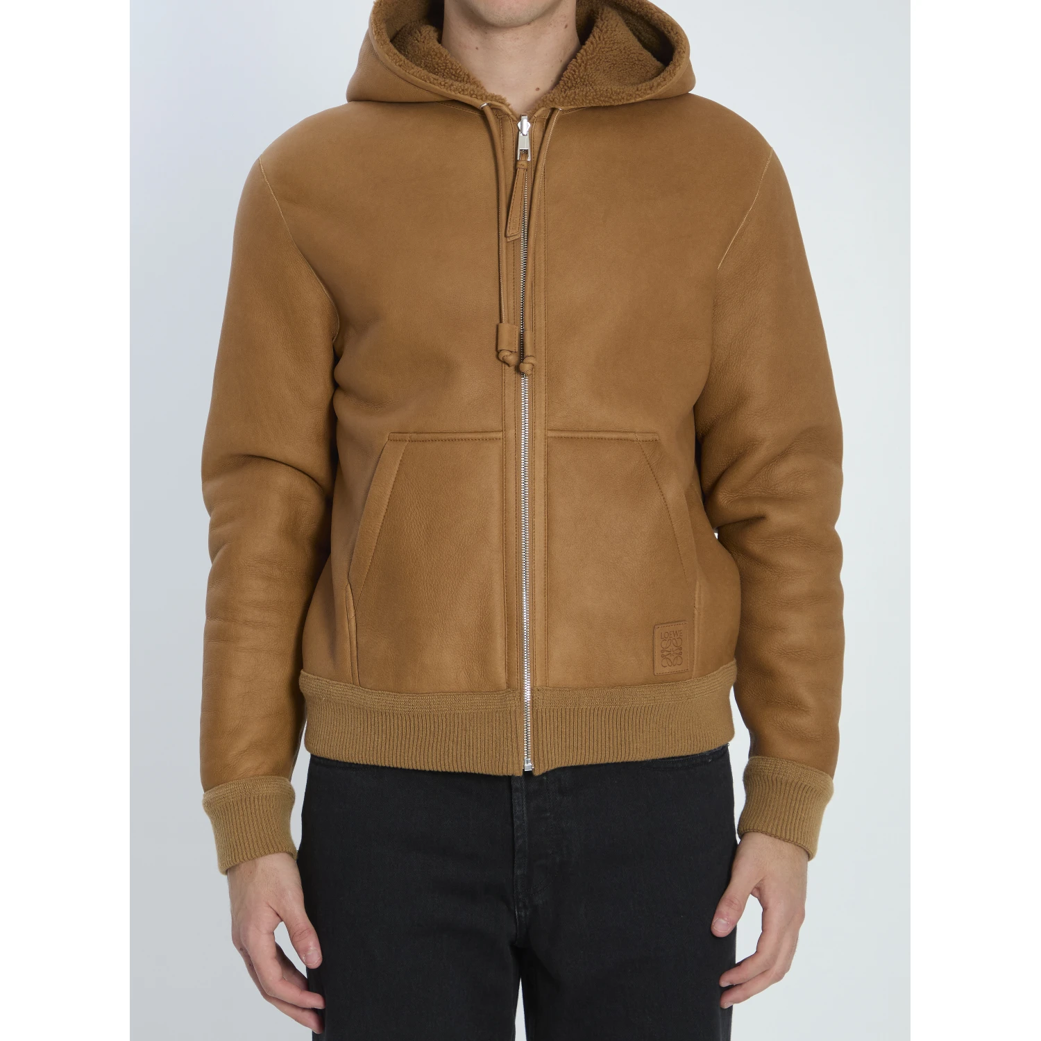 Hooded leather jacket