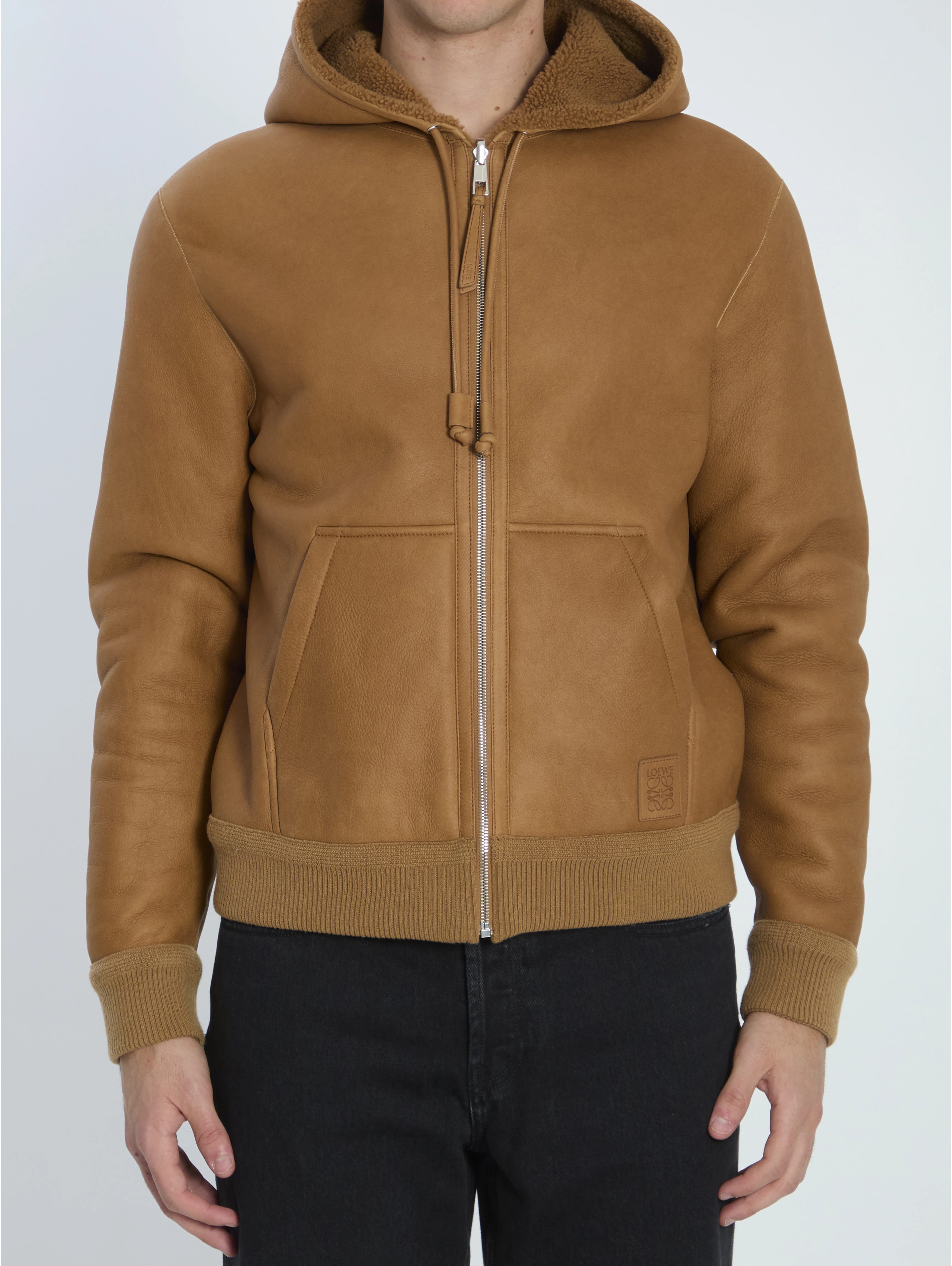 Hooded leather jacket
