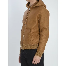 Hooded leather jacket