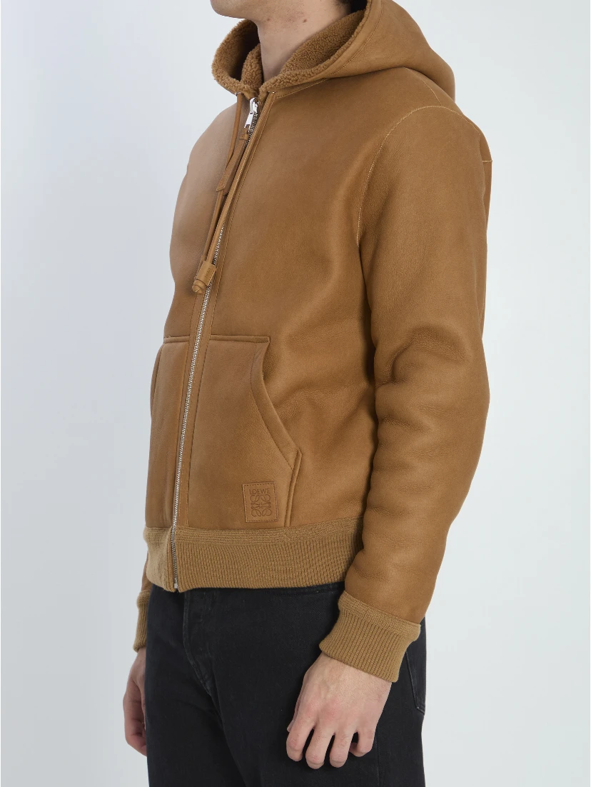 Hooded leather jacket