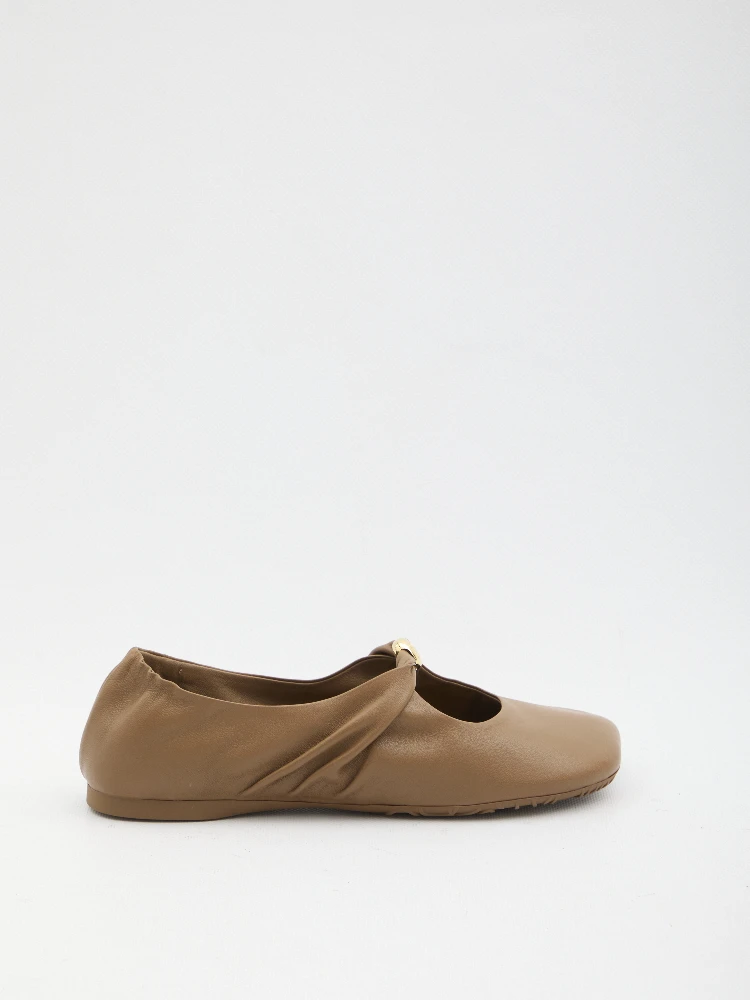 Pebble ballerina flats in nappa