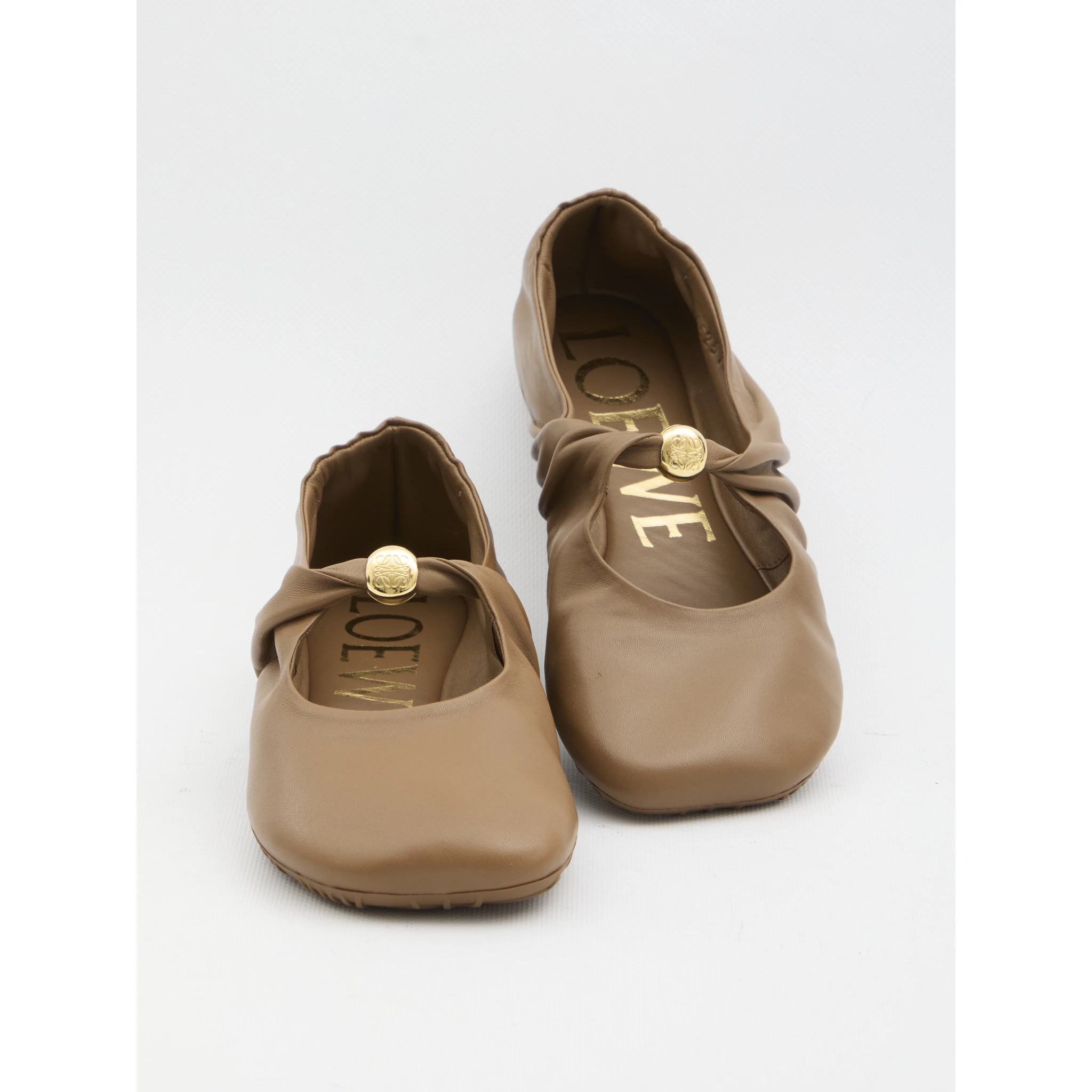 Pebble ballerina flats in nappa